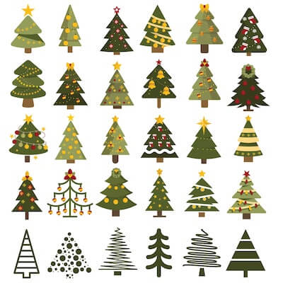 Christmas Trees Clipart by Illustrator Annie