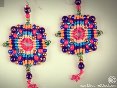 Colorful Macrame Cross Earrings Tutorial by Macrame School