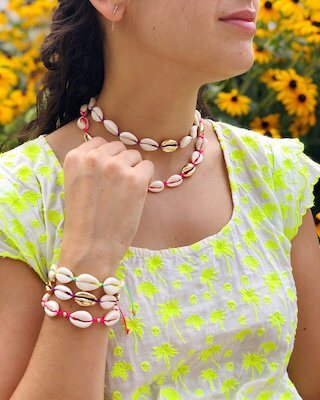 Cowrie Shell Macrame Jewelry by The Neon Tea Party
