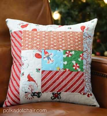 Easy Log Cabin Block Quilted Pillow Pattern by Polka Dot Chair