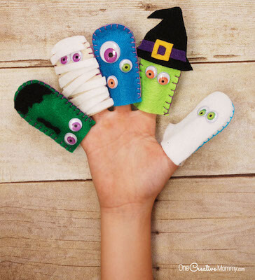 Finger Puppets Halloween Felt Craft by One Creative Mommy