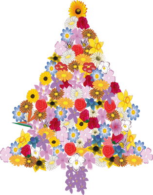 Flower Christmas Tree Clipart by Public Domain Vectors