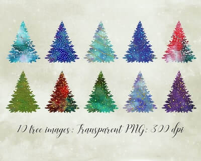 Glitter Christmas Tree Clipart by Paper Farms