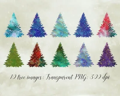Glitter Christmas Tree Clipart by Paper Farms