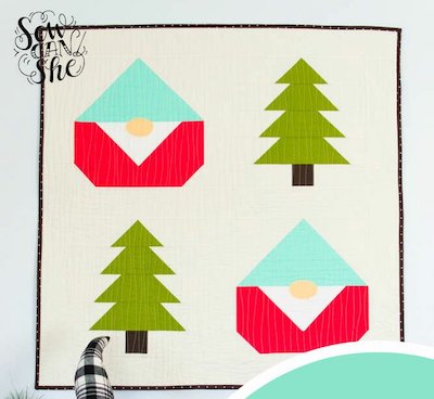 Gnome Mini Quilt Pattern by Sew Can She