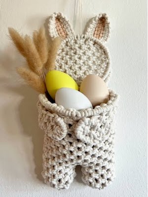 Macrame Bunny Wall Hanging Basket by Silent Knot