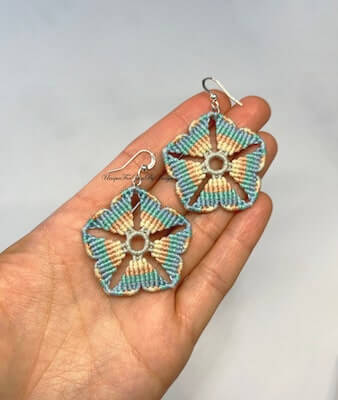 Macrame Flower Earrings Pattern by Unique For You By Vanya
