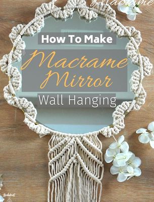 Colgante de pared con espejo de macramé de Bochiknot Macrame