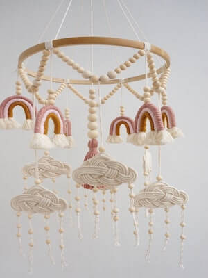 Macrame Rainbow And Cloud Mobile from Lee Creative Studio