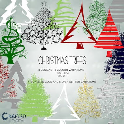 Modern Christmas Tree Silhouettes by Crafted In Digital