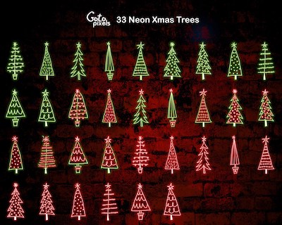 Neon Christmas Trees by Goto Pixels