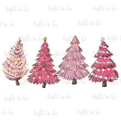 Pink Christmas Trees by Light To Be