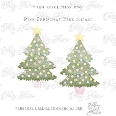 Preppy Christmas Tree Cliparts by Pretty Festive Design