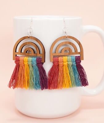 Rainbow Macrame Earrings by Happiness Is Homemade