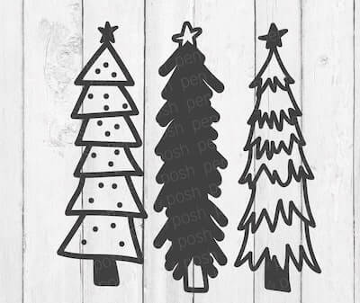 Rustic Christmas Tree Cliparts by Pen And Posh