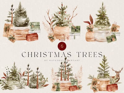 Rustic Christmas Trees by Natasha Tiffany Art