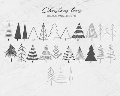 Scandinavian Christmas Tree Clipart by Amber And Ink
