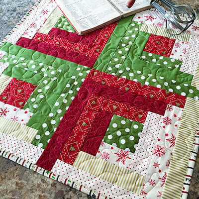 Sew Merry Log Cabin Table Topper by Fort Worth Fabric Studio