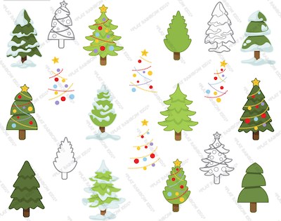 Snowy Christmas Trees Clipart by Play Rainbow Kids