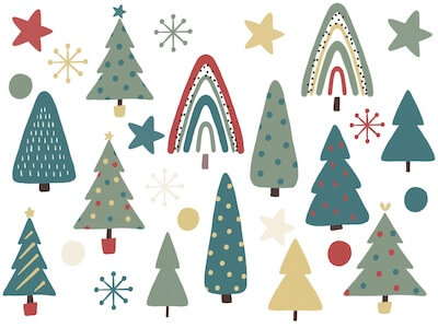 Unique Christmas Tree Cliparts by Strawberry Mint Store