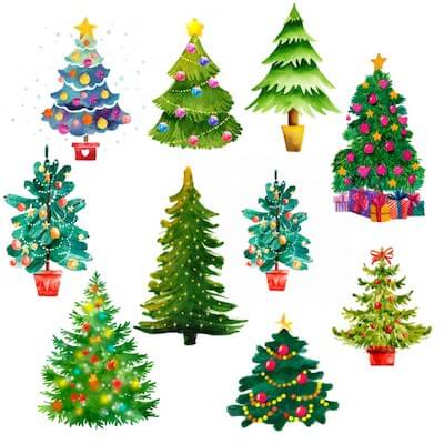 Watercolor Christmas Trees by Alphabets And Algebra