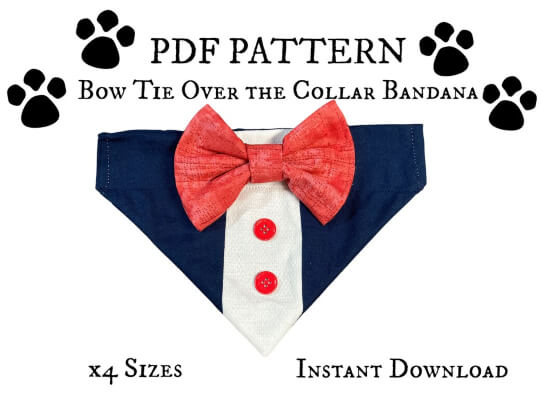 Bowtie Over the Collar Dog Bandana Pattern from LavenderLilyDesign