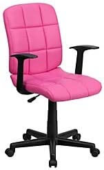 Flash Furniture Mid-Back Pink Quilted Vinyl Swivel Task Office Chair with Arms