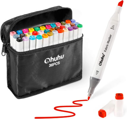 Ohuhu Fabric Paint Marker Pens Dual Tip 36 Colors