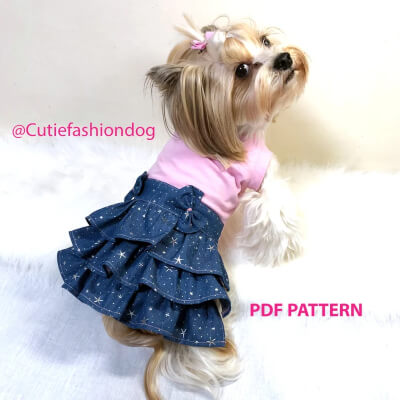 Ruffles Dog Dress Sewing Pattern by Cutefashiondog