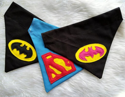 Superman, Batman & Flash Dog Bandana Sewing Pattern by PATTERNMARK