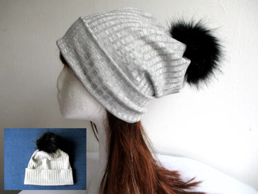 Winter Slouchy Faux Fur Pom Pom Beanie Hat Pattern by Bagsandclothingstore