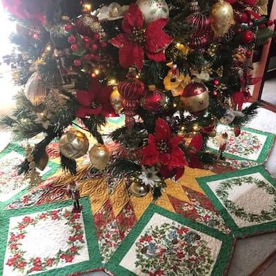 Festive Quilted Christmas Tree Skirt Pattern by Tazzie Quilts