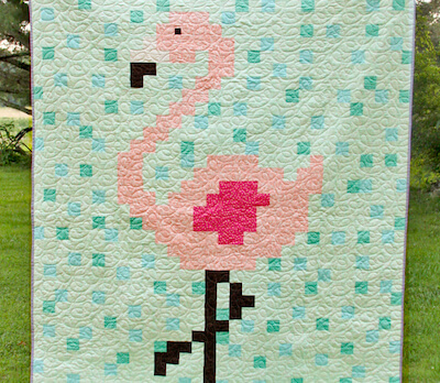 Free Flamingo Pixel Quilt Pattern by Flamingo Toes