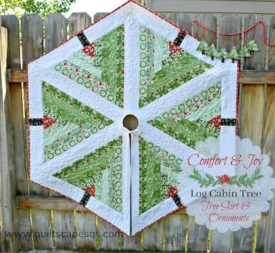 Log Cabin Tree Skirt Quilt Pattern by Quiltscapes