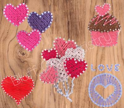 Mini Heart String Art Templates by Bluff City Artistry
