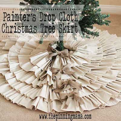 Painter's Drop Cloth Christmas Tree Skirt Pattern by The Pinning Mama
