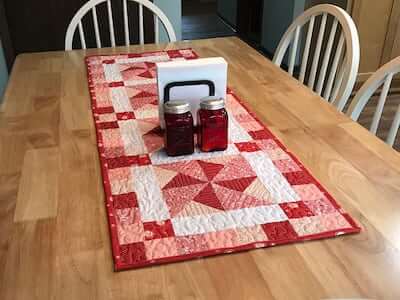 Quilted Peppermint Pinwheels Table Runner Pattern by Tulip Square