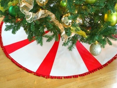 DIY Peppermint Candy Tree Skirt by Say Yes