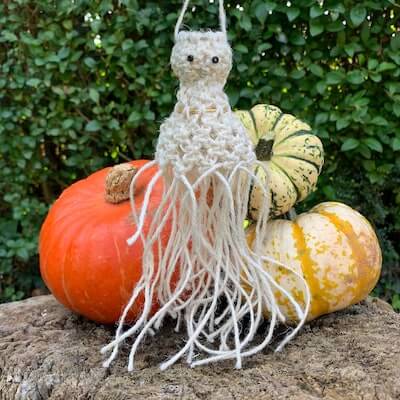 Spooky Macrame Halloween Ghost Pattern by Rosa May Crafts