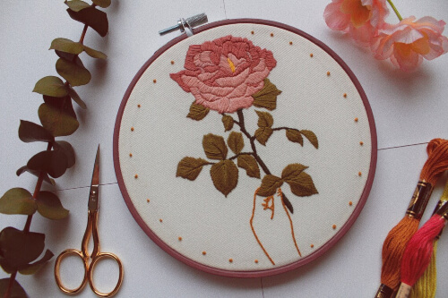 A Single Rose Hand Embroidery Pattern by fawnfloss