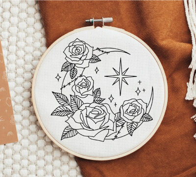Moon Flower Hand Embroidery Pattern by Catstitch21