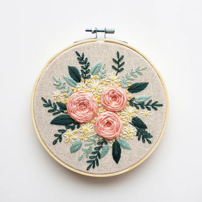 Rose Flower Embroidery Pattern by CuteLittleHoops