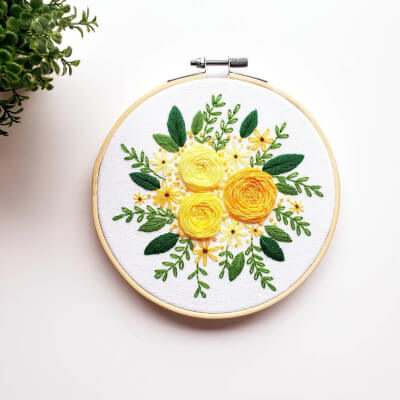 Yellow Rose Hand Embroidery Pattern by CuteLittleHoop
