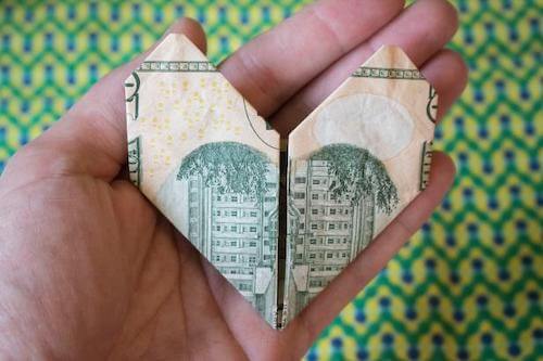 Fold A Bill Into An Origami Heart by HGTV