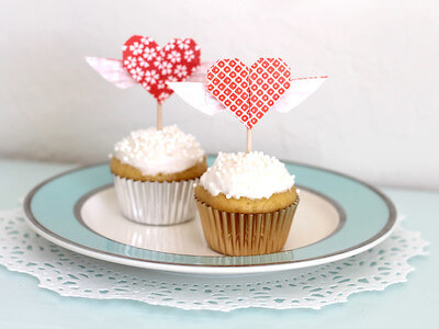 Origami Heart Cupcake Toppers by Vitamini Handmade