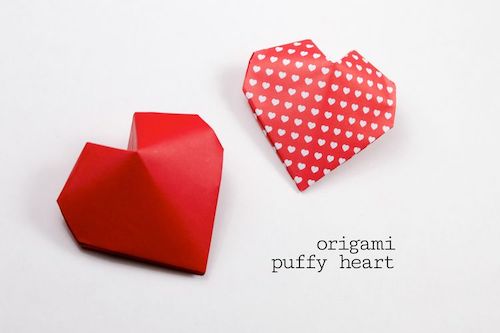 Corazón hinchado de origami de The Spruce Crafts