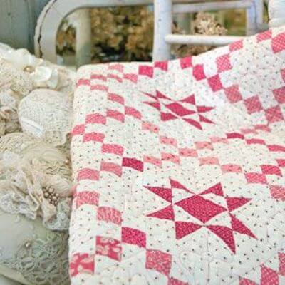 Pink And White Irish Chain Quilt Pattern by Quilting Daily