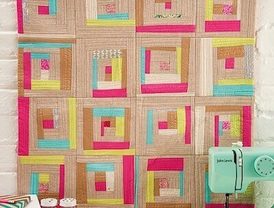 Log Cabin Free String Quilt Pattern by Gathered