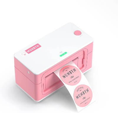 Pink MUNBYN Label Printer Sticker Maker for Shipping Packages Labels