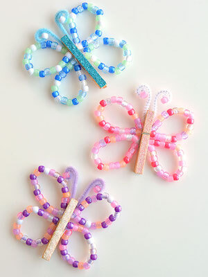 Beaded Pipe Cleaner Butterflies by One Little Project